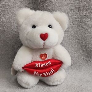 White Teddy Bear with Red Heart by